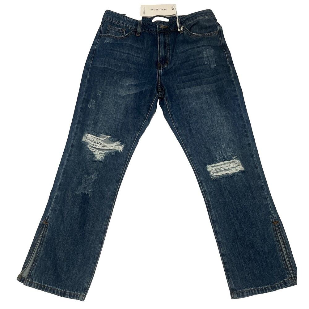 Size 7 / 27 NWT Nature Denim High Rise Boyfriend Style Distressed Jeans